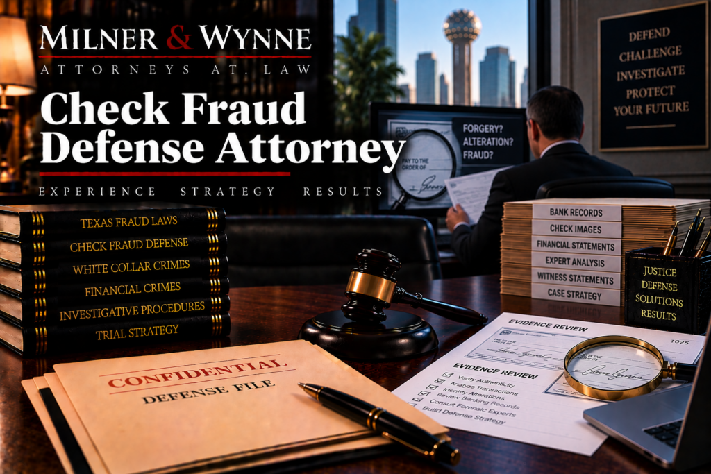 Check Fraud Defense Attorney | Dallas Criminal Defense — Milner & Wynne Criminal Defense Attorneys Check Fraud Defense Attorney — Milner & Wynne criminal defense attorneys