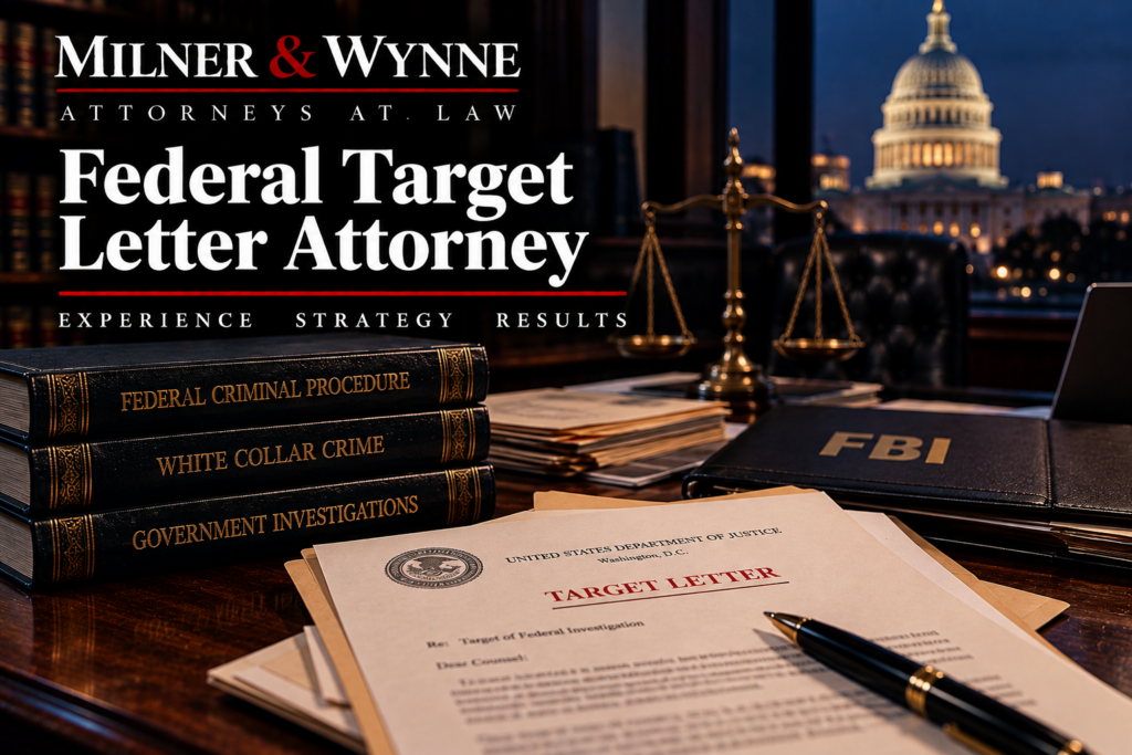Federal Target Letter Attorney — Milner & Wynne Criminal Defense Attorneys Federal Target Letter Attorney